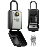 Vewaci Large Lock Box for Keys with Code, 4 Digits Combination Portable Key Lock Box with Resettable Spare Key, Weatherproof Key Safe Storage Lockbox for Home, Office Door Handle, No Drilling Needed Vewaci Large Lock Box for Keys with Code, 4 Digits Combination Portable Key Lock Box with Resettable Spare Key, Weatherproof Key Safe Storage Lockbox for Home, Office Door Handle, No Drilling Needed