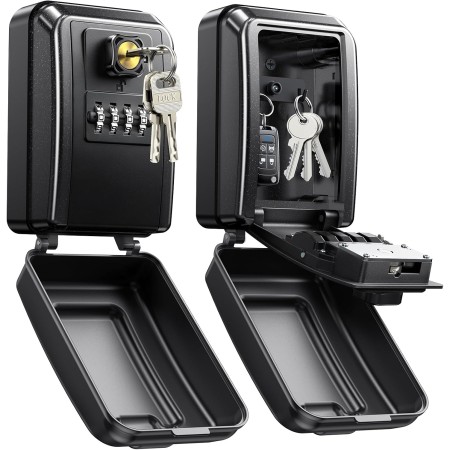 Vewaci Wall-Mounted Key Lock Box with Spare Keys, 4 Digits Lock Box for Keys with Code, Weatherproof & Large Capacity Outdoor Lockbox, Key Safe Storage Box for Home, Office, Garage, Apartment Vewaci Wall-Mounted Key Lock Box with Spare Keys, 4 Digits Lock Box for Keys with Code, Weatherproof & Large Capacity Outdoor Lockbox, Key Safe Storage Box for Home, Office, Garage, Apartment