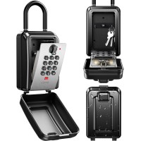 Vewaci Portable Key Lock Box with Shackle, 12 Digit Combination Lock Box for Keys with Code, Large Capacity & Weatherproof Outdoor Lockbox, Key Safe Storage Lock Box for Airbnb, Home, Office, Garage