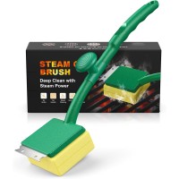 Vewaci Steam Grill Brush Bristle Free for Outdoor Grill, BBQ Grill Cleaning Brush with Scraper & Cleaning Pad, 15.7" Extra Long Safe Grill Cleaner, Barbecue Brush for Cast Iron/Stainless-Steel Grates