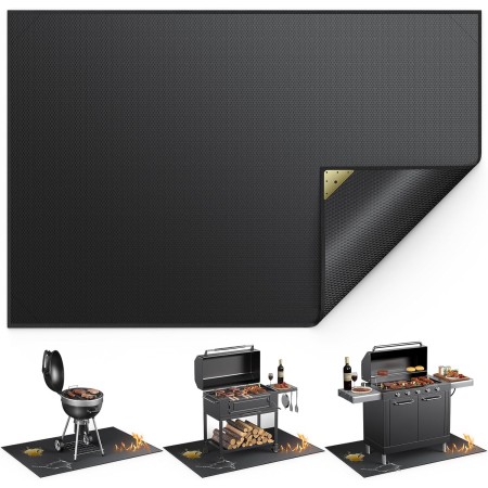 Vewaci Non-Curl 60x40 inch Under Grill Mats for Outdoor Grill, Double-Sided Fireproof, Oilproof & Waterproof BBQ Grill Mat, Easy to Clean, Indoor Fire Pit Fireplace Mat, Perfect for Deck/Patio/Lawn