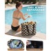 Vewaci 35L Large Beach Bag, Waterproof Sandproof Beach Bags for Women, Beach Tote Pool Bag with Zipper Wet Compartment for Beach, Gym, Daily Commuting, Travel Vacation Essentials (Checkered)